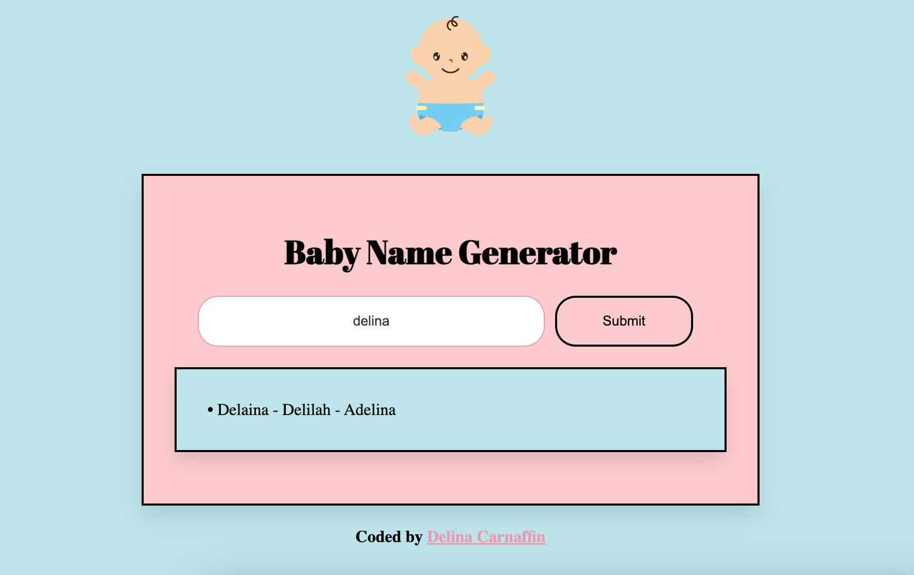 baby name generator project